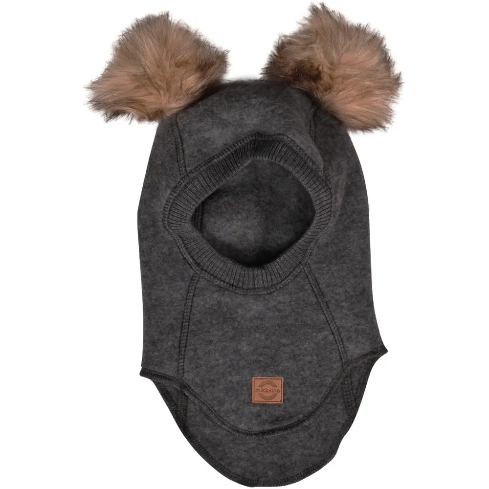 Uld Elefanthue Med Pom Pom Anthracite Melange 86 92
