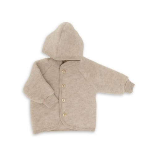 Uldjakke Med Hætte   100  Merino Uld Til Baby 50 56 Sand Melange