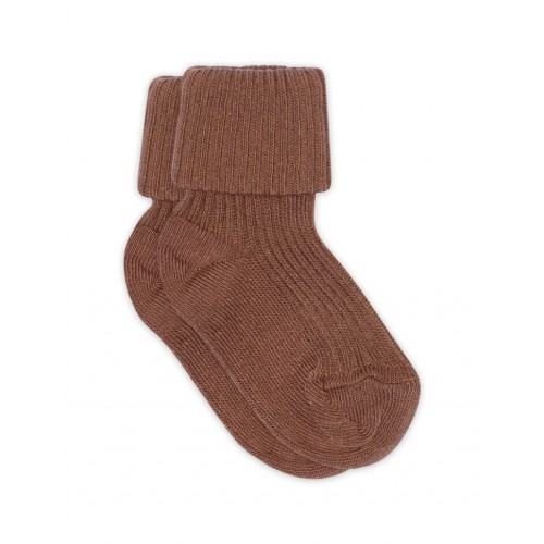 Baby Ankel Strømper Merino Uld Med Ombuk 15 16 Brown Sienna