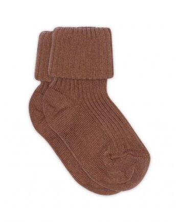 Baby Ankel Strømper   Merino Uld Med Ombuk 15 16 Brown Sienna