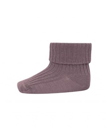 Baby Ankel Strømper   Merino Uld Med Ombuk 17 18 Dark Purple Dove