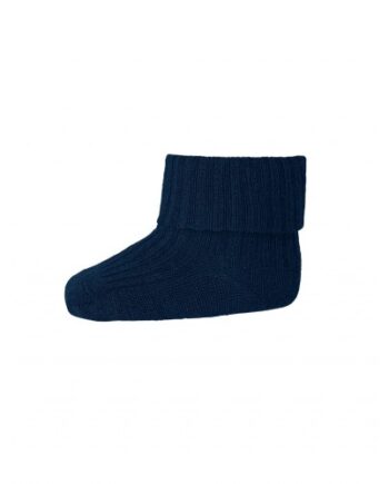 Baby Ankel Strømper   Merino Uld Med Ombuk Navy 15 16