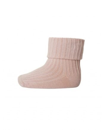 Baby Ankel Strømper   Merino Uld Med Ombuk Rose Dust 15 16