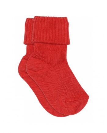 Baby Ankel Strømper   Merino Uld Med Ombuk 19 21 Tomato