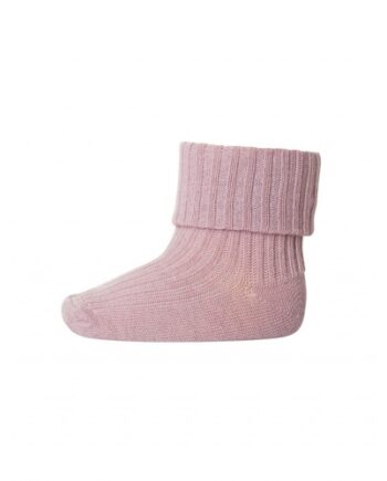 Baby Ankel Strømper   Merino Uld Med Ombuk Wood Rose 17 18