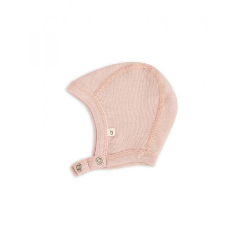 Baby Hjelm Med Trykknapper   100  økologisk Merino Uld  Tyk Kvalitet   Lag Stof 62 68 Rose Melange