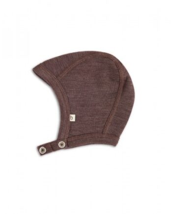 Baby Hjelm Med Trykknapper   100  økologisk Merino Uld  Tynd Kvalitet   Lag Stof 50 56 Plum Melange