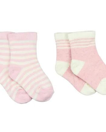 Baby Uldsokker  -pak Stribet   Rosa Og Hvid