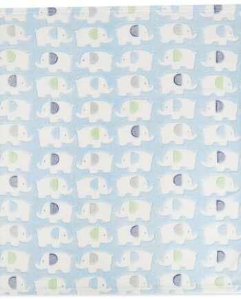 Babynohr Babytæppe   Fleece Med Elefanter  Blå Babynohr Dk