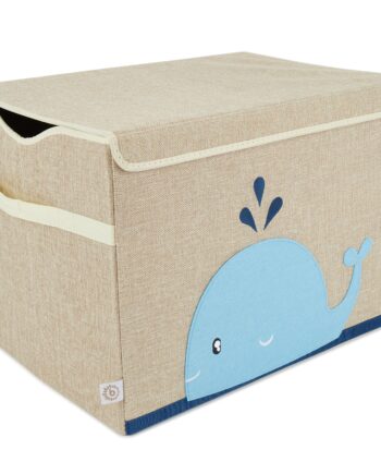 Babynohr Opbevaringskasse   Canvas Med Låg  Blå Hval Babynohr Dk