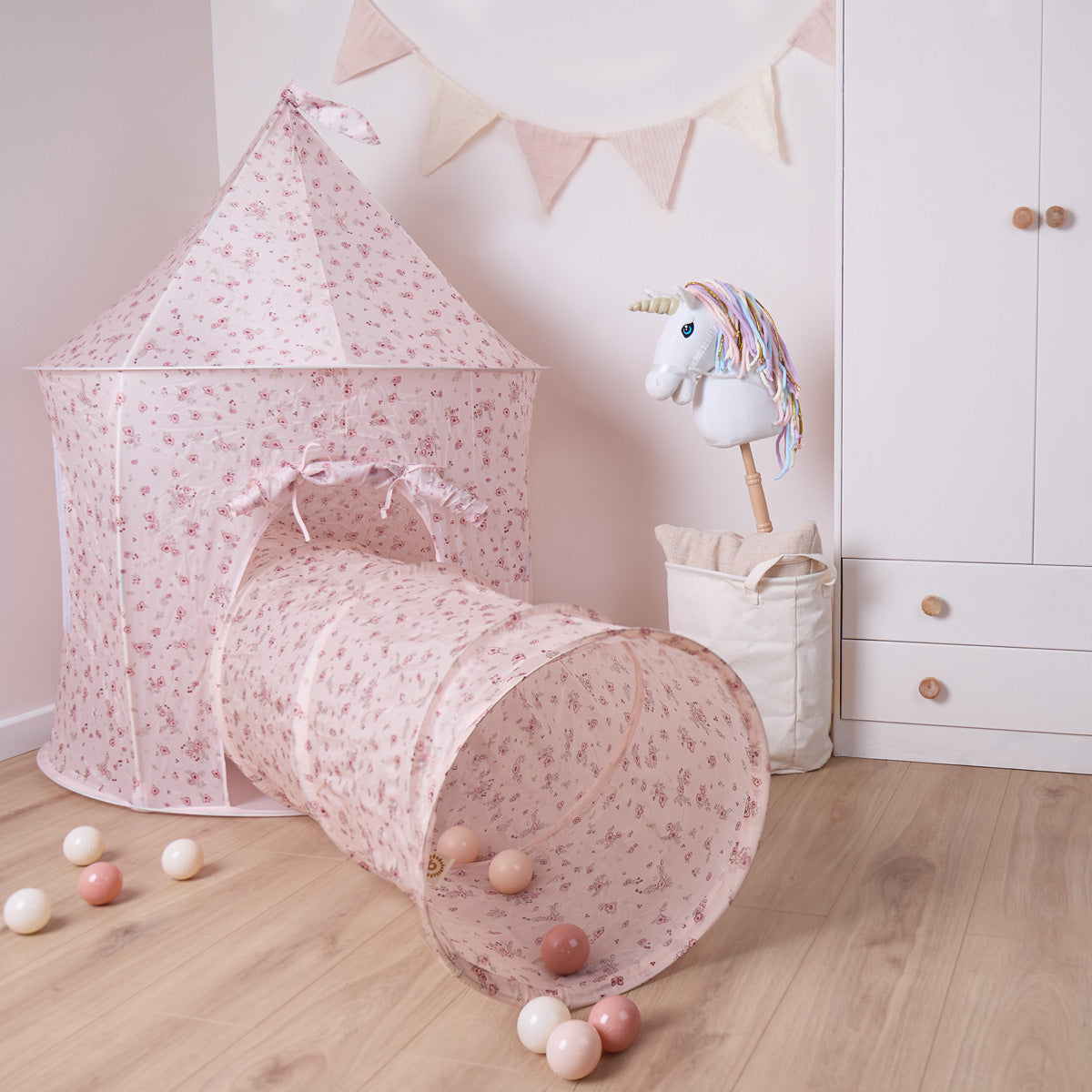 Babynohr Popup Legetelt   Rosa  Dreamy Flowers Babynohr Dk