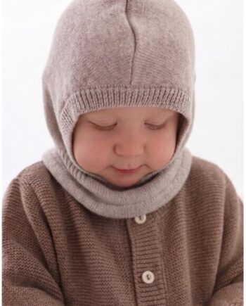 Balaclava   Strik Af 100   Merino Uld 62 68 Beige Melange