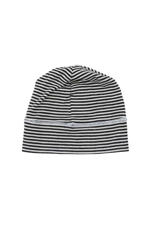 Beanie Uldhue Stribet   Sort Og Hvid