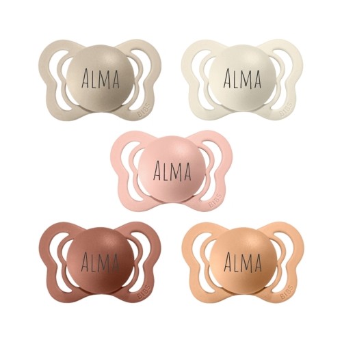 Bibs Couture  Str      -  Mdr  Anatomisk Silikone  Sutter Med Navn    -pak