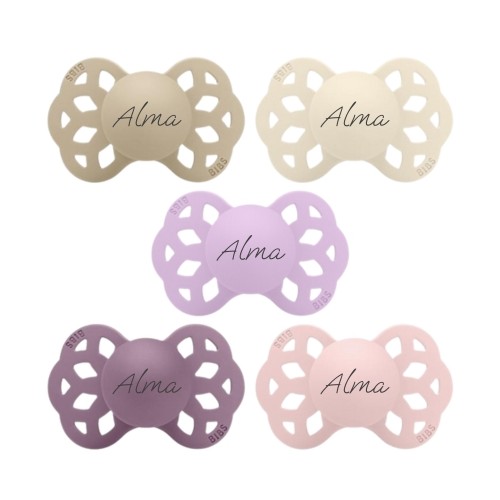 Bibs Infinity  Str      -  Mdr  Anatomisk Silikone  Sutter Med Navn    -pak