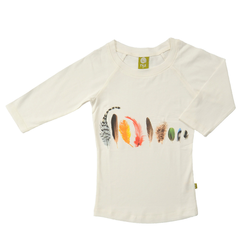 Bluse Med Fjerprint Råhvid