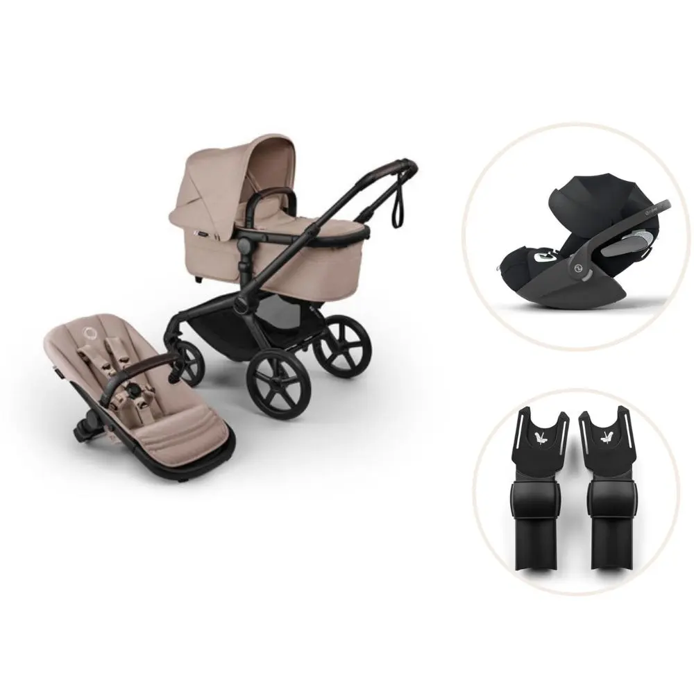 Bugaboo Fox   Renew Kombivogn Inkl  Cloud   Autostol Og Adapter Desert Taupe Melange Black