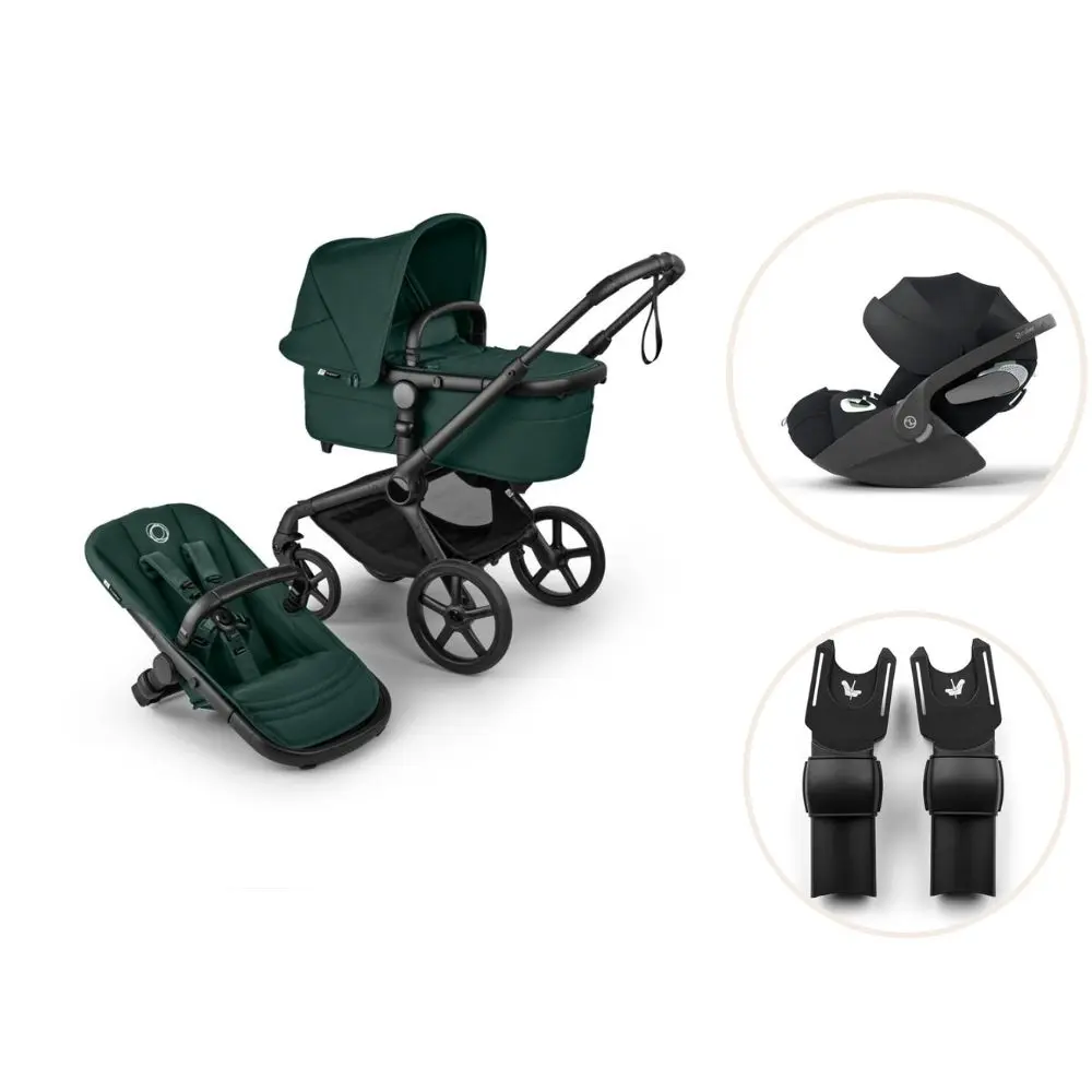 Bugaboo Fox   Renew Kombivogn Inkl  Cloud   Autostol Og Adapter Fern Green Black