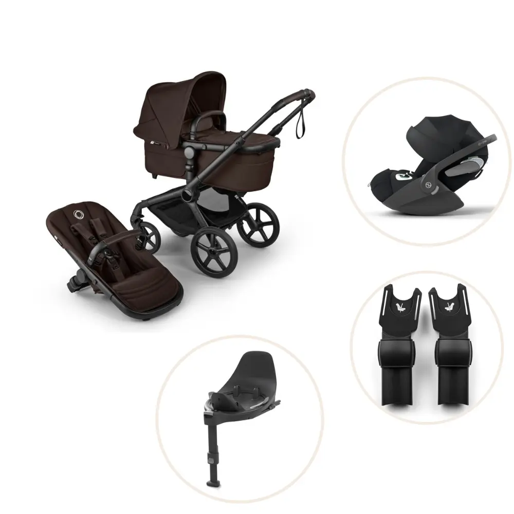 Bugaboo Fox   Renew Kombivogn Inkl  Cloud   Plus Autostol  Base Og Adapter Cocoa Brown Black