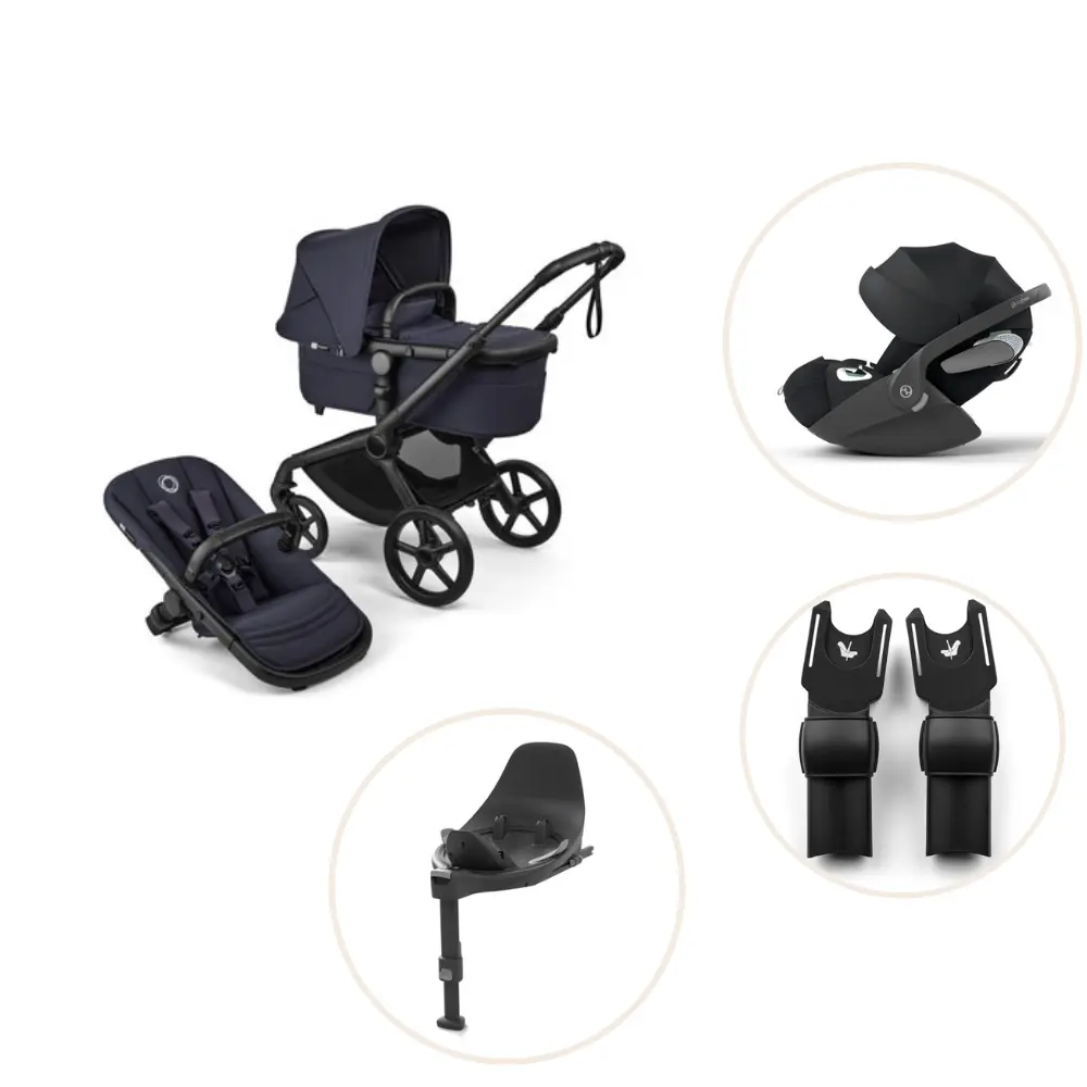 Bugaboo Fox   Renew Kombivogn Inkl  Cloud   Plus Autostol  Base Og Adapter Deep Indigo Black