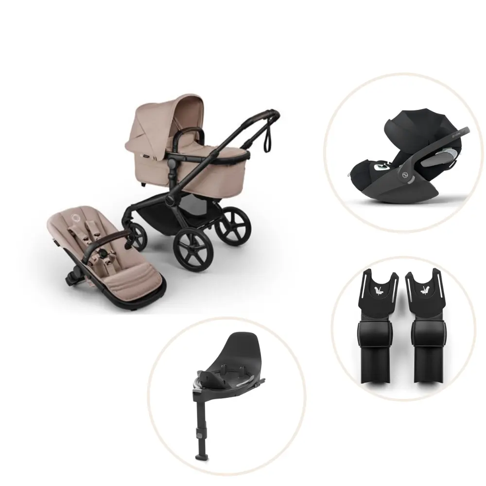 Bugaboo Fox   Renew Kombivogn Inkl  Cloud   Plus Autostol  Base Og Adapter Desert Taupe Melange Black