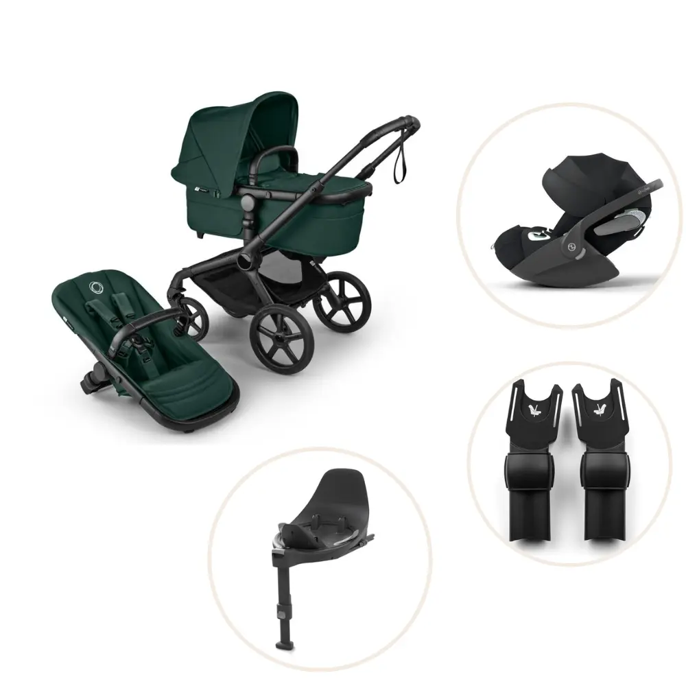 Bugaboo Fox   Renew Kombivogn Inkl  Cloud   Plus Autostol  Base Og Adapter Fern Green Black