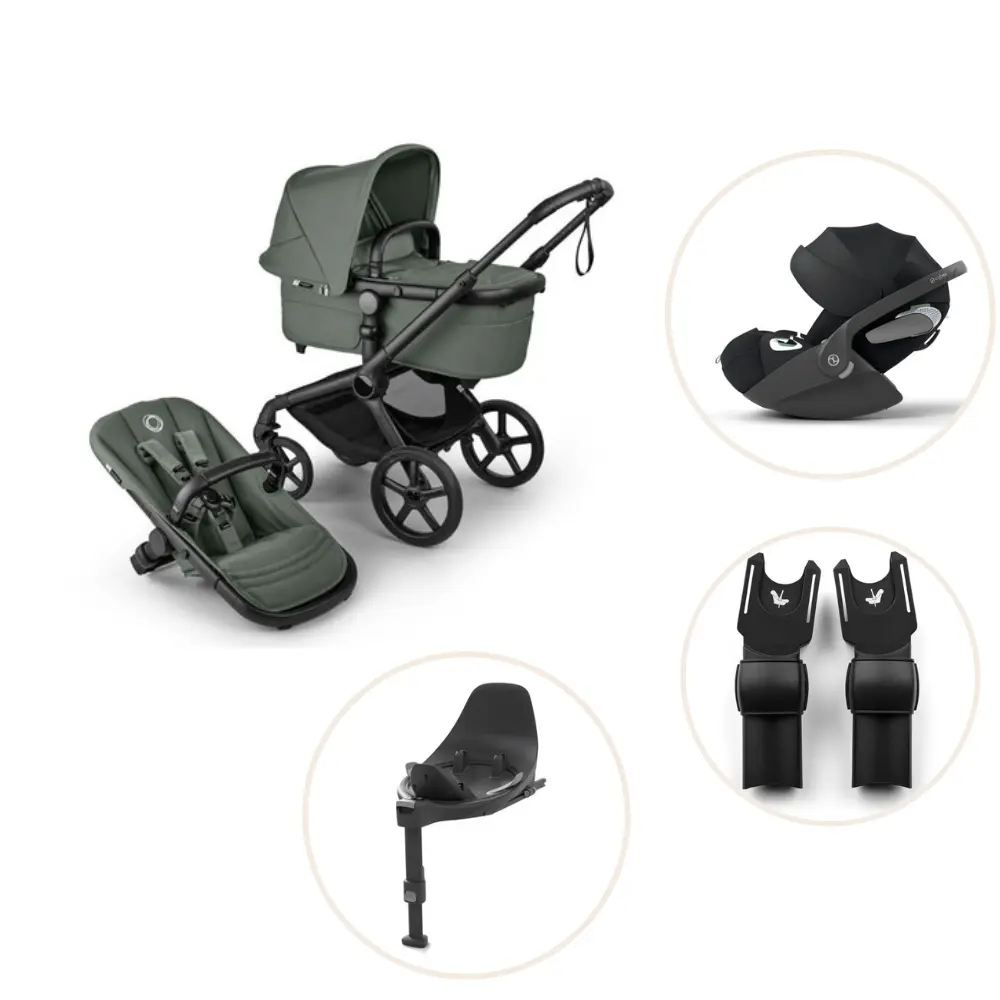 Bugaboo Fox   Renew Kombivogn Inkl  Cloud   Plus Autostol  Base Og Adapter Forest Green Black