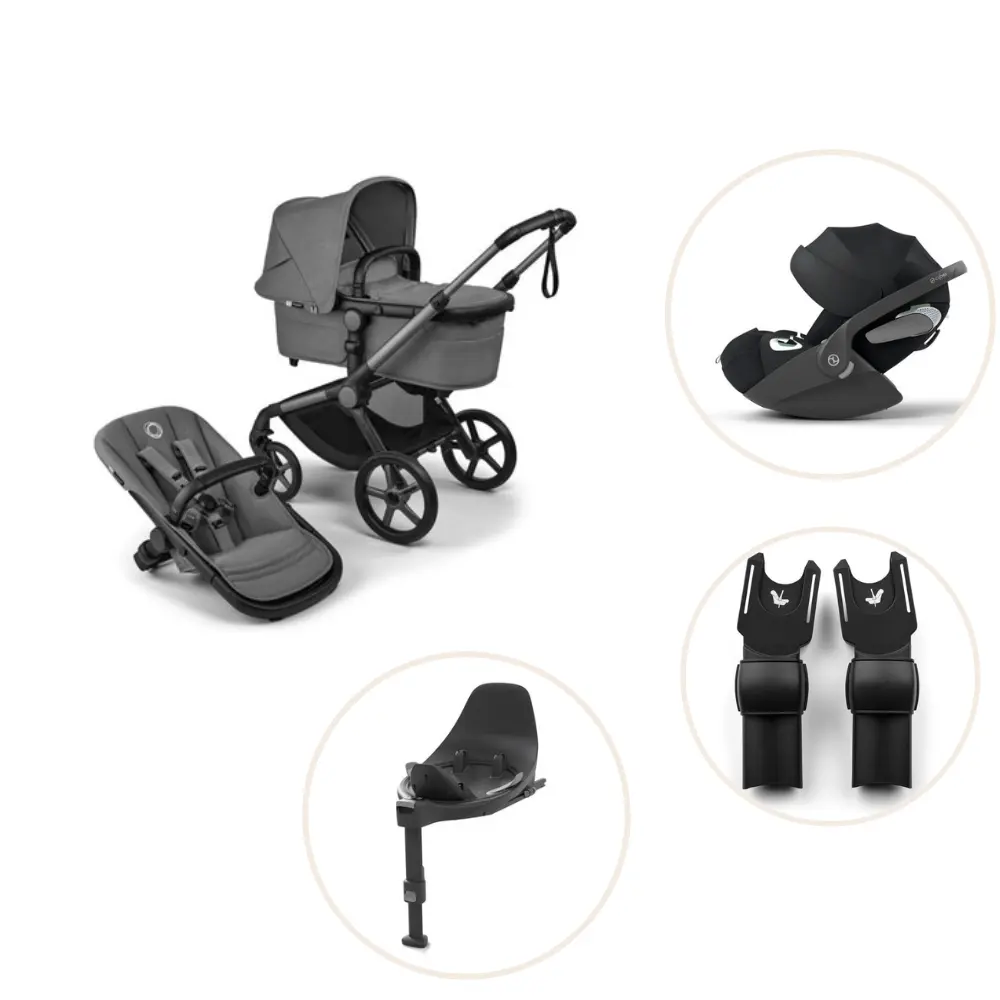 Bugaboo Fox   Renew Kombivogn Inkl  Cloud   Plus Autostol  Base Og Adapter Moon Grey Graphite