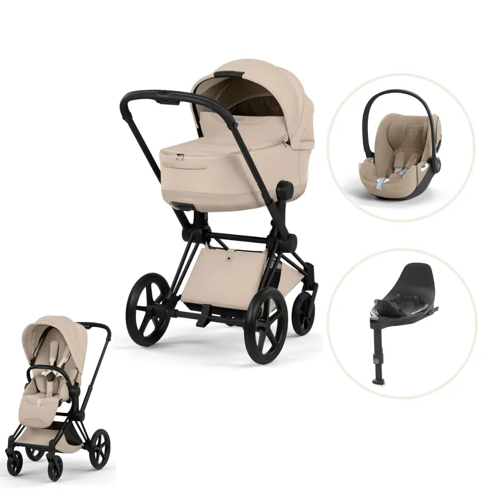 Cybex Priam Style Kombivogn Inkl  Cloud   Plus Og Base   Cozy Beige Matt Black