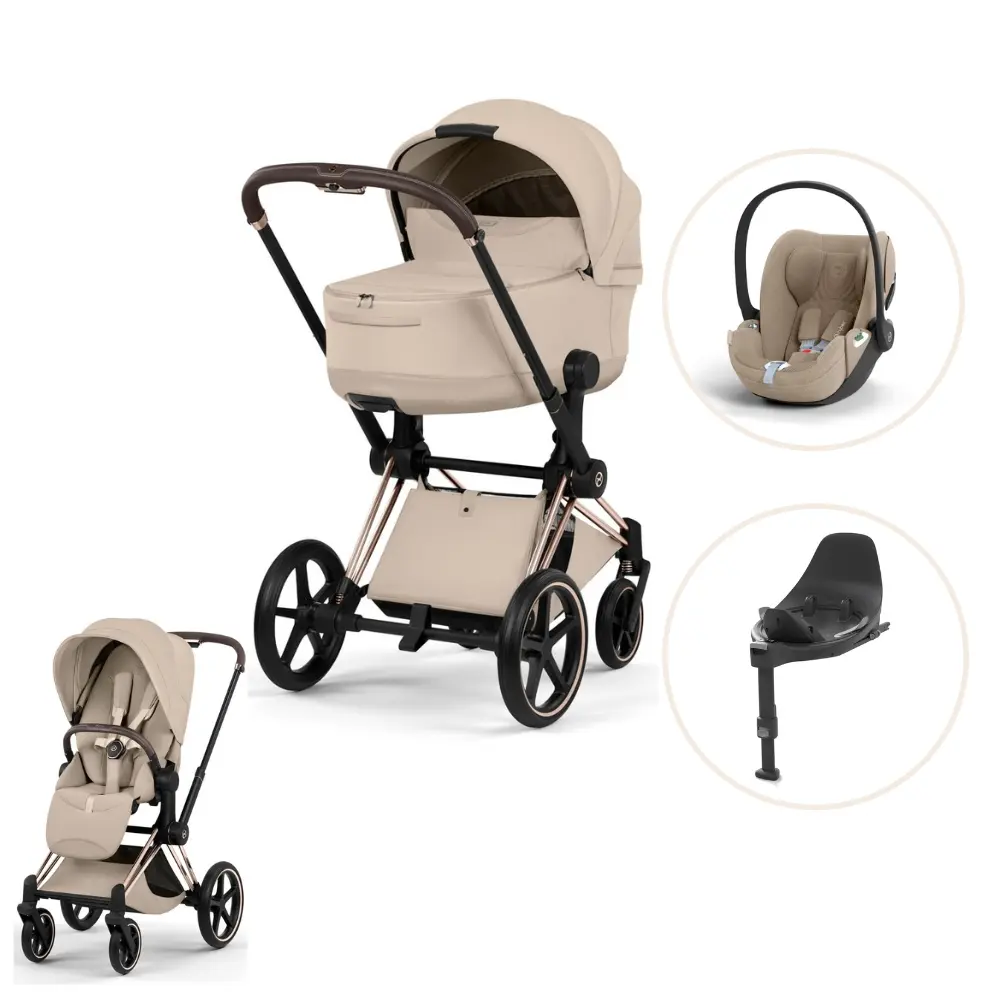 Cybex Priam Style Kombivogn Inkl  Cloud   Plus Og Base   Cozy Beige Rosegold