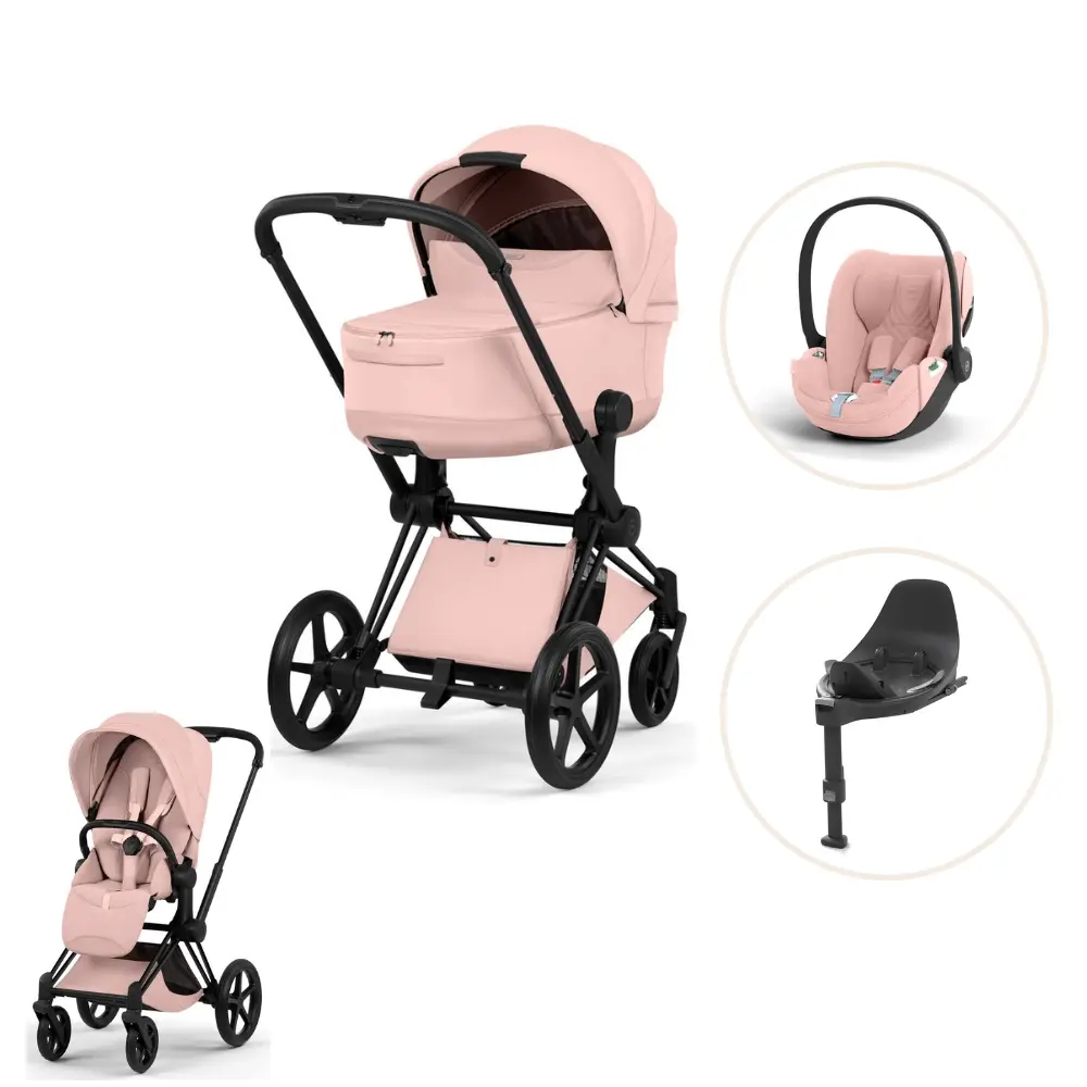 Cybex Priam Style Kombivogn Inkl  Cloud   Plus Og Base   Peach Pink Matt Black