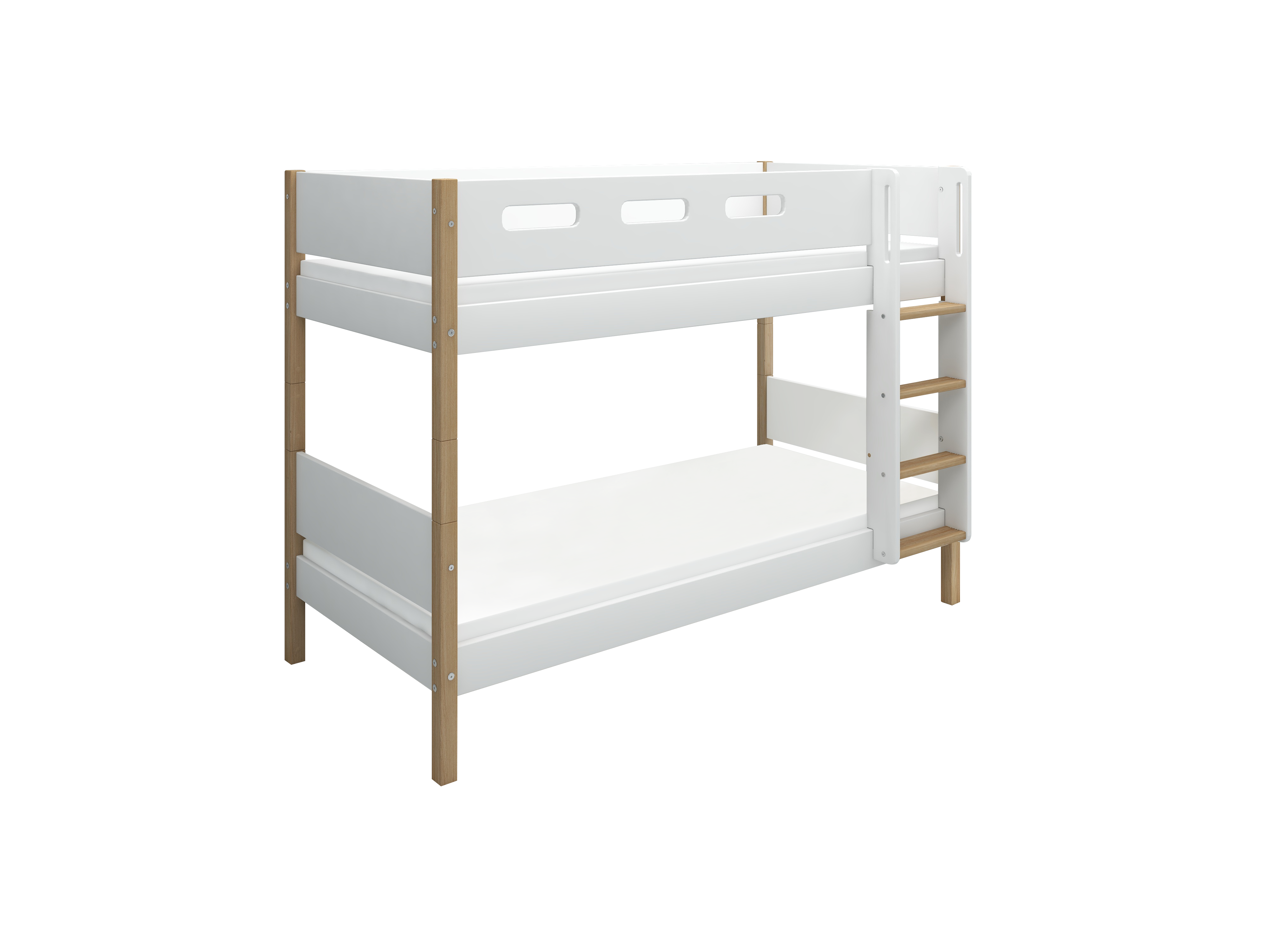 Flexa Nor Køjeseng 154 Cm Med Stige Og Cut Out Sengehest 90x200 Cm Hvid Eg