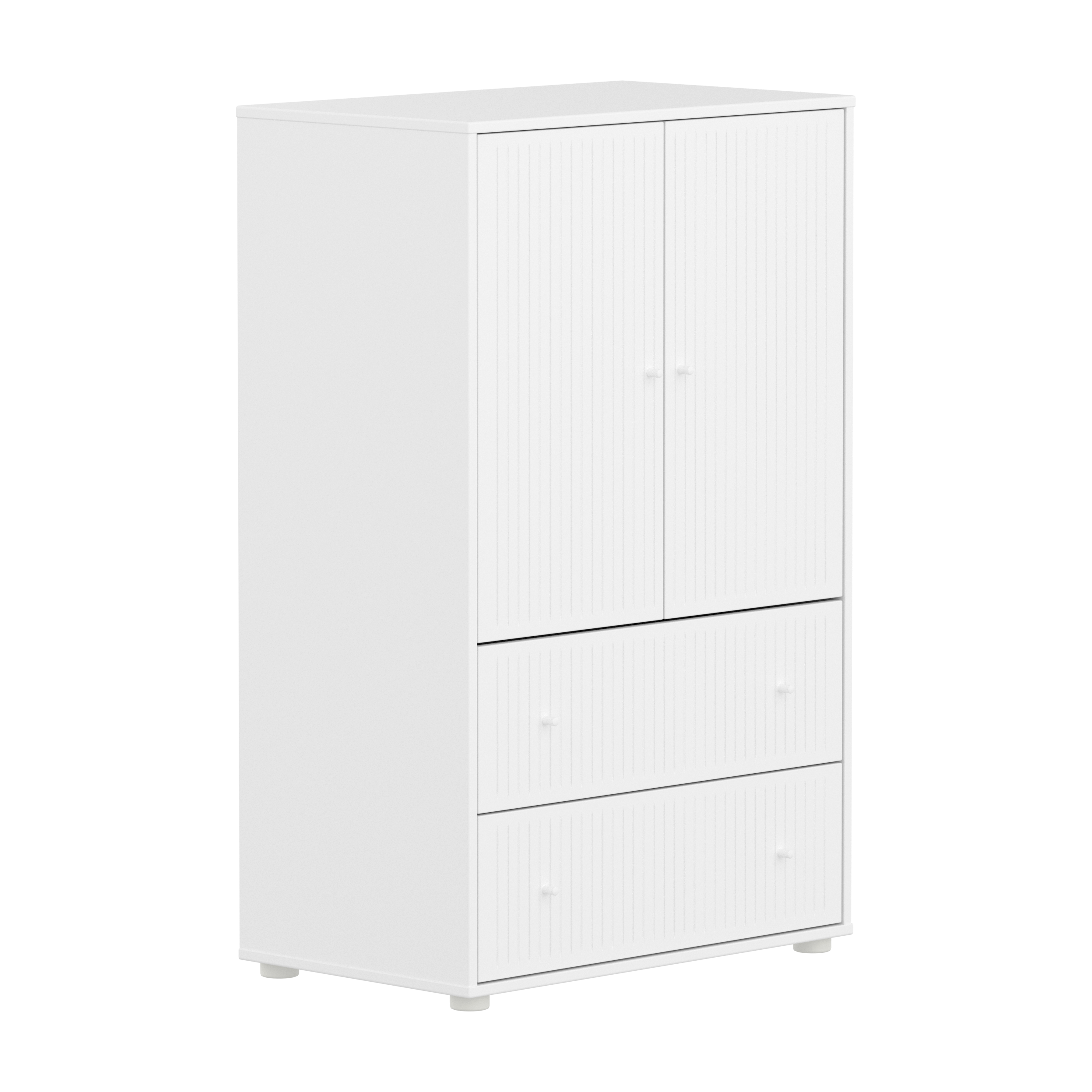 Flexa Saga Skab 120x75 5x45 Hvid Riller Hvid Greb