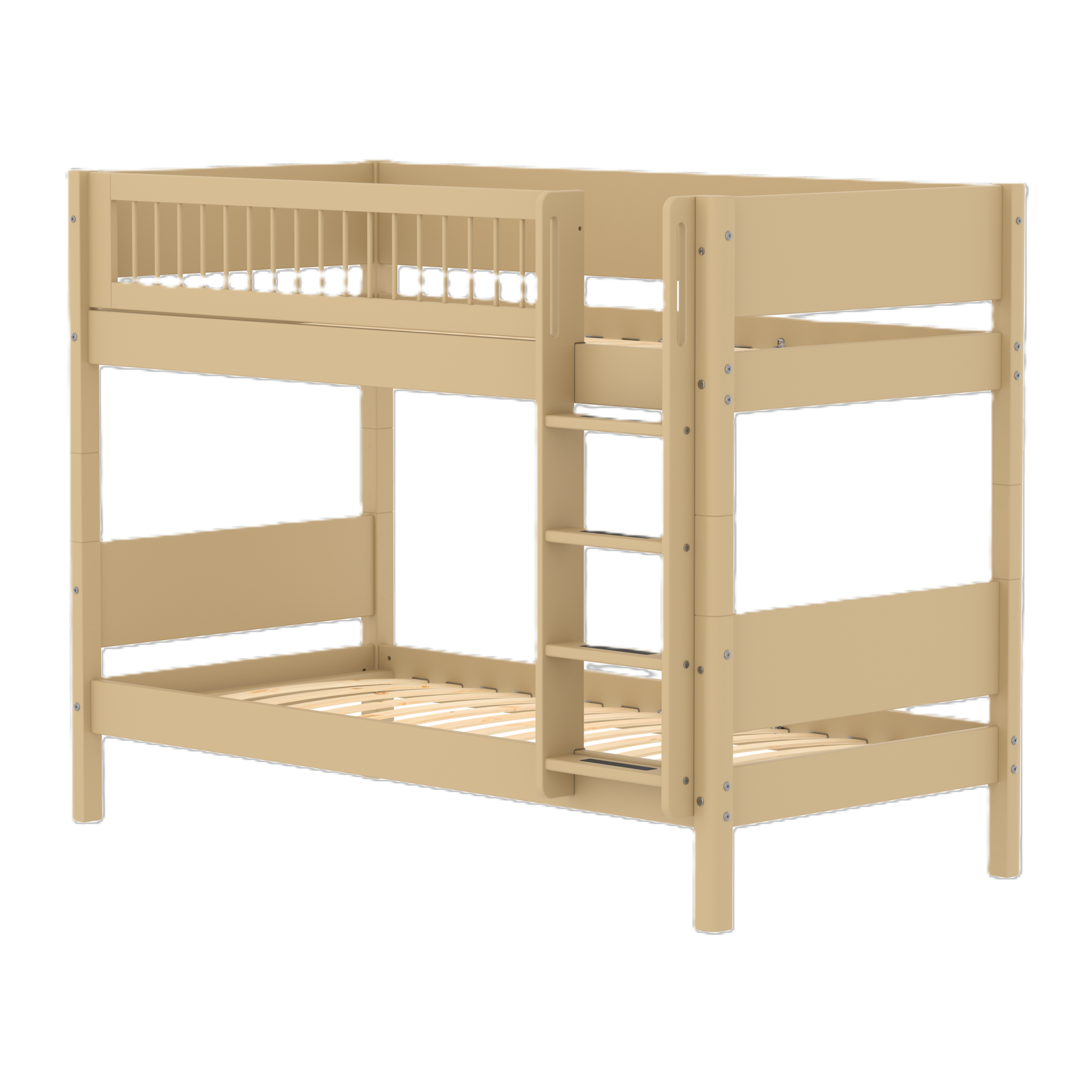 Flexa White Køjeseng 154 Cm Med Stige Og Crossbar Sengehest 90x200 Cm- Sand