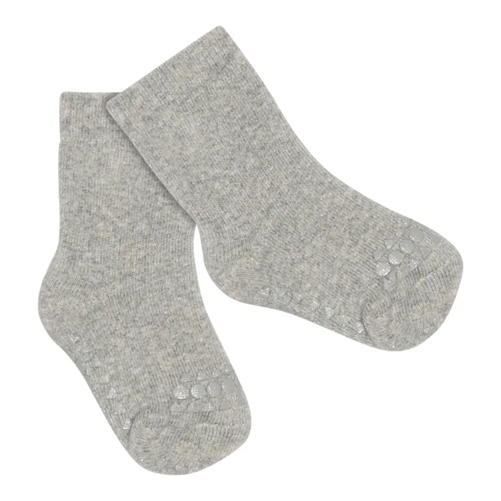 Gobabygo Skridsikre Strømper Terry Bomuld Grey Melange 14 16