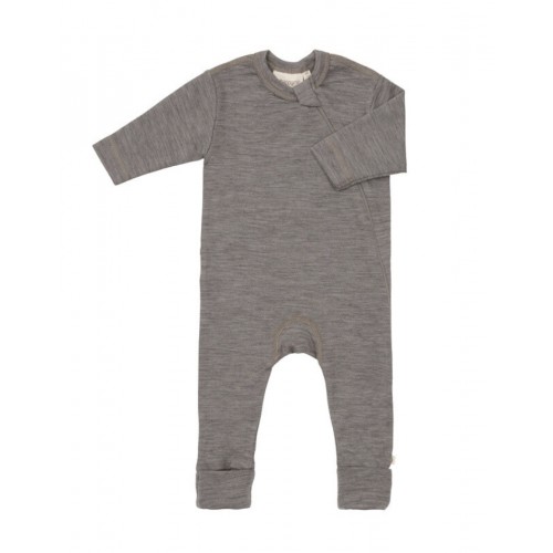 Heldragt   100  økologisk Merino Uld Med Lynlås   Siden Til Baby Light Brown Melange 56