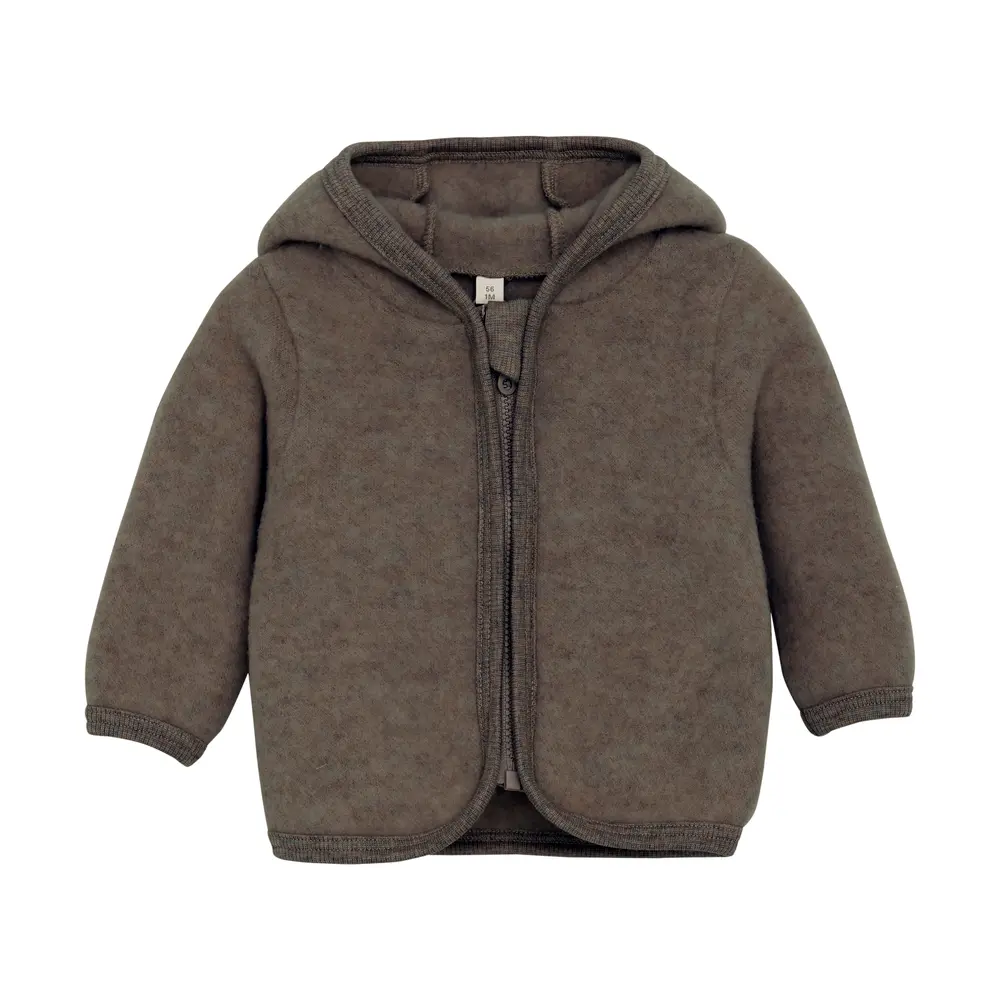 Jakke ører Uld Fleece Brown Melange 80