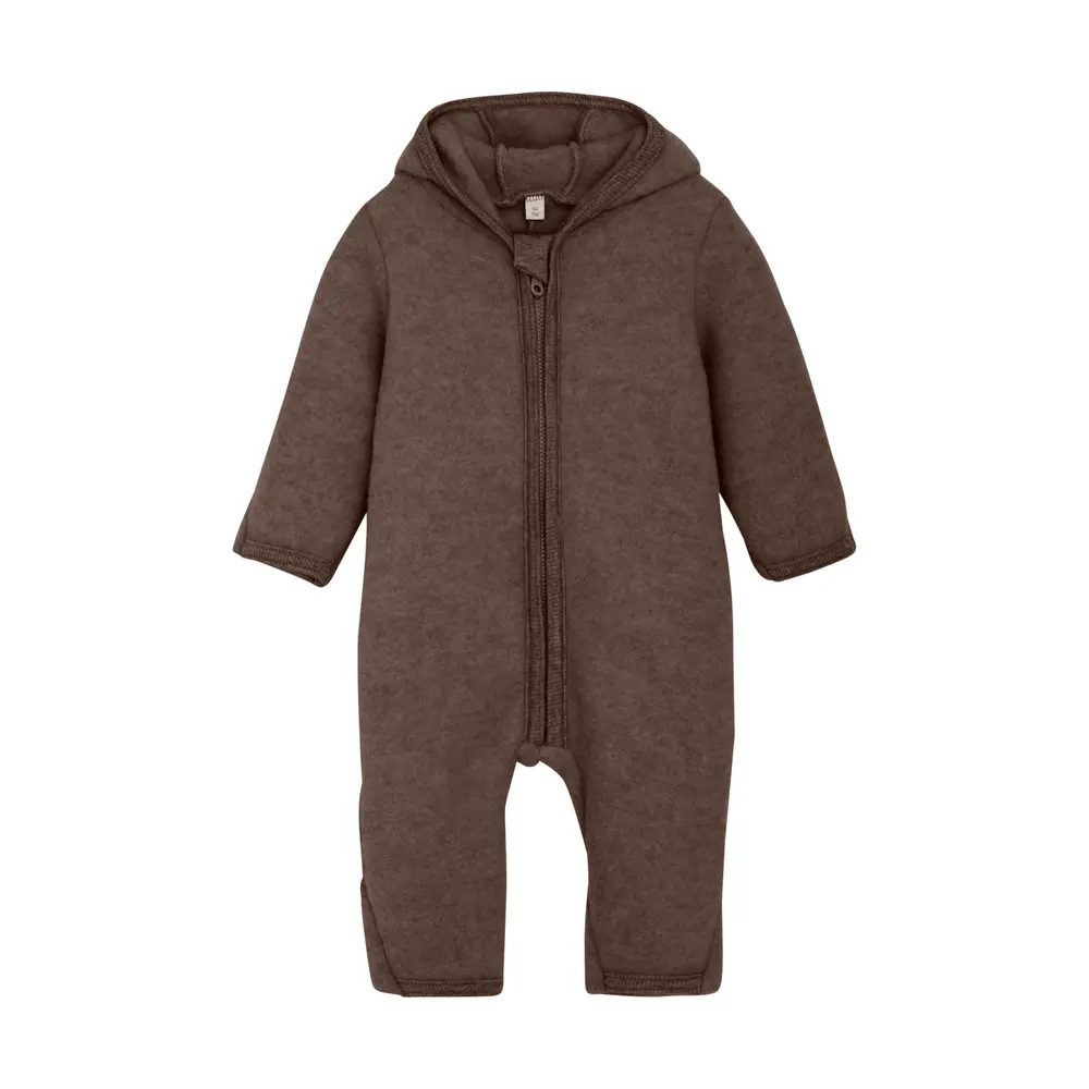 Køredragt ører Uld Fleece Brown Melange 86