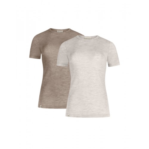 Kortærmet  -shirt Til Dame   100  Merino Uld   -pak Beige Nature Melange Xs