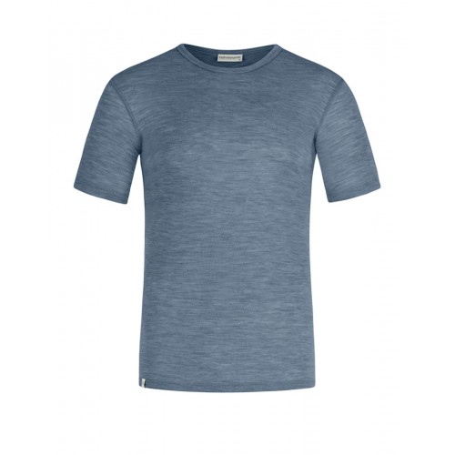 Kortærmet  -shirt Til Herre   100  Merino Uld Blue Melange