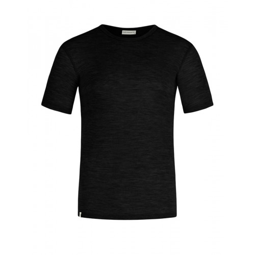 Kortærmet  -shirt Til Herre   100  Merino Uld  1x1 Rib Black