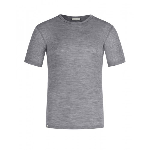 Kortærmet  -shirt Til Herre   100  Merino Uld  1x1 Rib Grey Melange