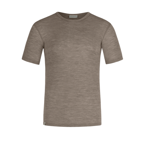Kortærmet  -shirt Til Herre   100  Merino Uld  1x1 Rib Light Brown Melange