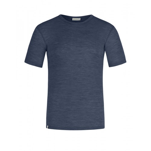 Kortærmet  -shirt Til Herre   100  Merino Uld  1x1 Rib Navy Melange