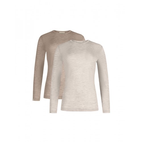 Langærmet  -shirt Til Dame   100  Merino Uld   -pak Beige Nature Melange Xs