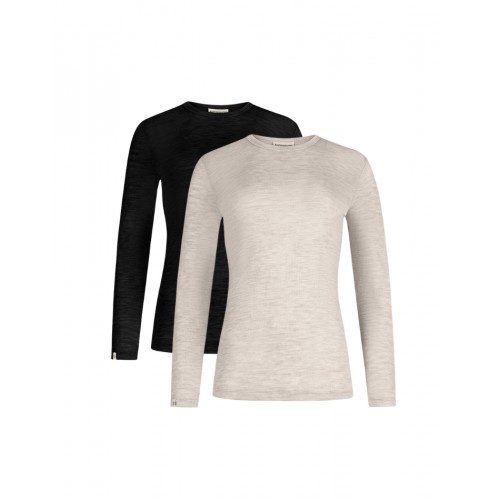 Langærmet  -shirt Til Dame   100  Merino Uld   -pak Nature Melange