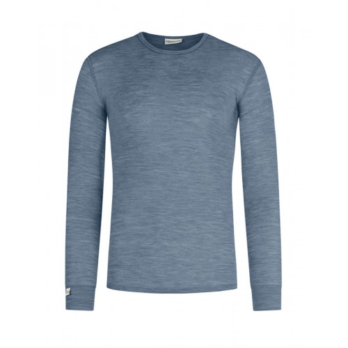Langærmet  -shirt Til Herre   100  Merino Uld Blue Melange