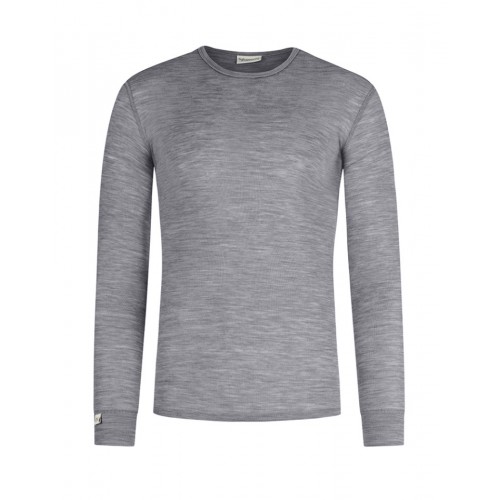 Langærmet  -shirt Til Herre   100  Merino Uld Grey Melange