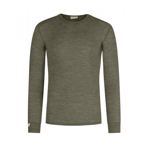 Langærmet  -shirt Til Herre   100  Merino Uld  1x1 Rib Moss Melange