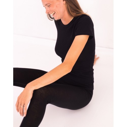 Leggings Til Dame   100  Merino Uld Black